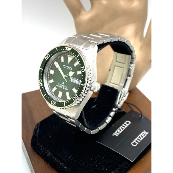 Citizen Men's Watch NY0121-50X Promaster Automatic Diver Green Dial Steel 41mm - Picture 2 of 15